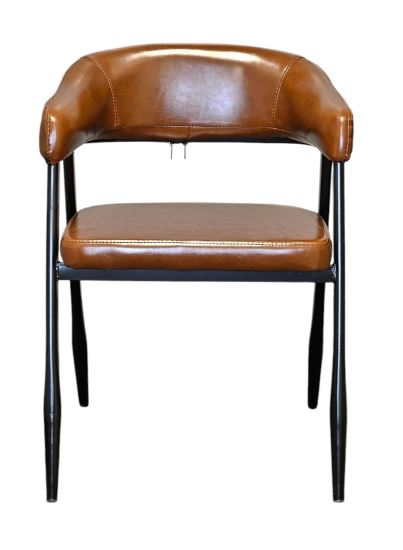 Brown Restaurant Chair with Black Metal Frame