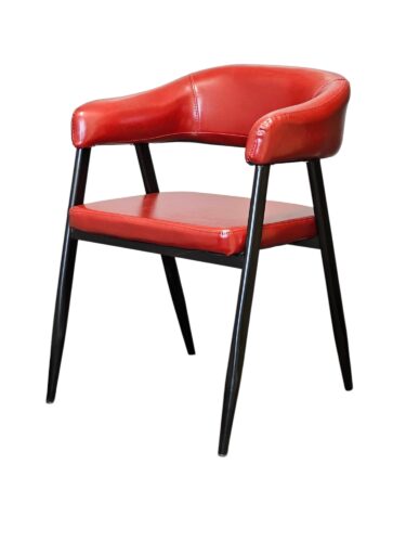 Red arm chair with gold frame