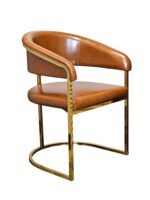 Brown arm chair with gold frame