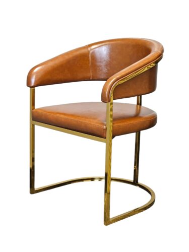 Brown arm chair with gold frame