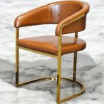 Brown arm chair with gold frame
