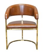 Brown arm chair with gold frame