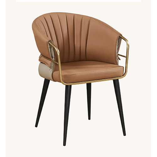 Indoor Golden Metal Arm and Black Frame Chair with Vinyl Seat and Back