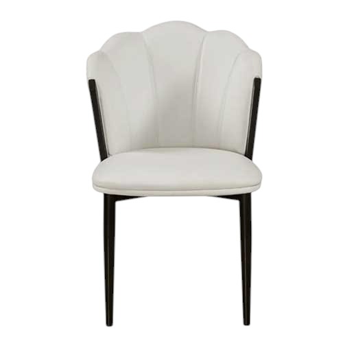 Indoor Black Steel Chair with White Vinyl Seat and Petal Back Design