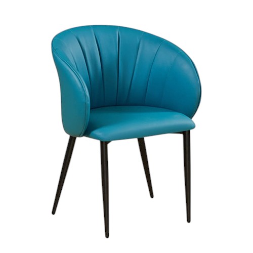 Indoor Modern Black Metal Chair with Cushioned Vinyl Seat and Back