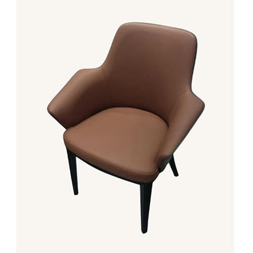 Indoor Armchair with Black Steel Legs in Vinyl Seat and Back