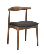 Elbow wooden chair with black seat for restaurants
