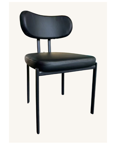 Classic Black Metal Dining Chair with Upholstered Seat and Backrest