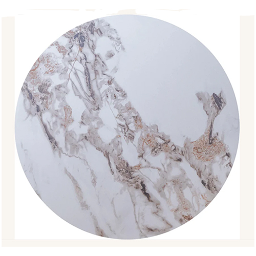 White Marble-Style Sintered Stone Table Top with Elegant Veined Design