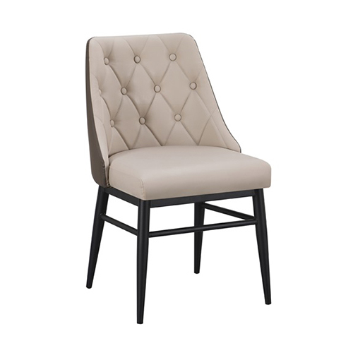 Indoor Black Metal Chair with Diamond Tufted Vinyl Back and Seat, Available in Seven Exciting Color
