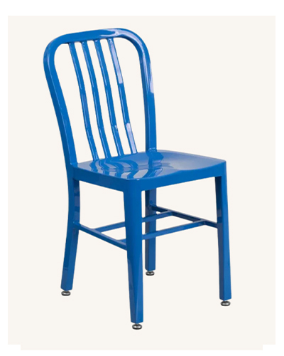 Indoor/Outdoor Metal Chair with Vertical Slat Back