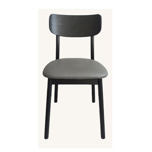 Indoor Rubberwood Dining Chair with Grey Vinyl Upholstered Seat