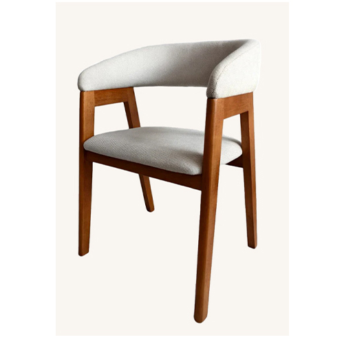 Indoor Rubber Wood Dining Armchair with Black Vinyl Upholstered Seat and Backrest