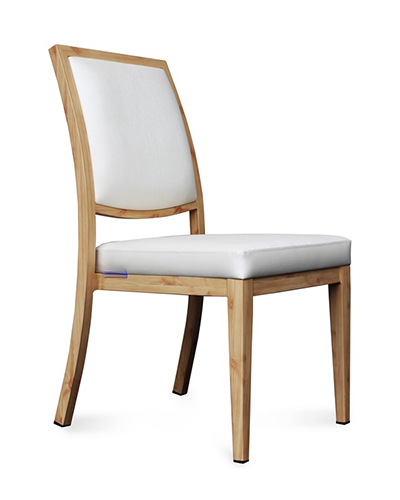 Wood Grain Finish Aluminum Stackable Chair with Light Beige Vinyl Seat and Back