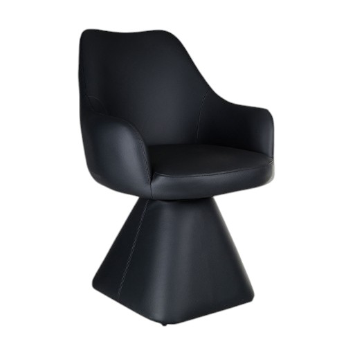 Contemporary Swivel Armchair with Faux Leather Upholstery and Pyramid Base