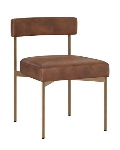 Antique Brass Steel Chair with Upholstered Seat and Backrest