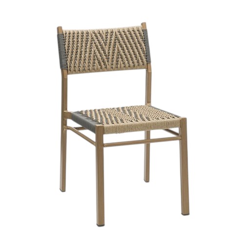 Outdoor/Indoor Aluminum Chair with Beige and Gray Terylene Woven Seat and Back