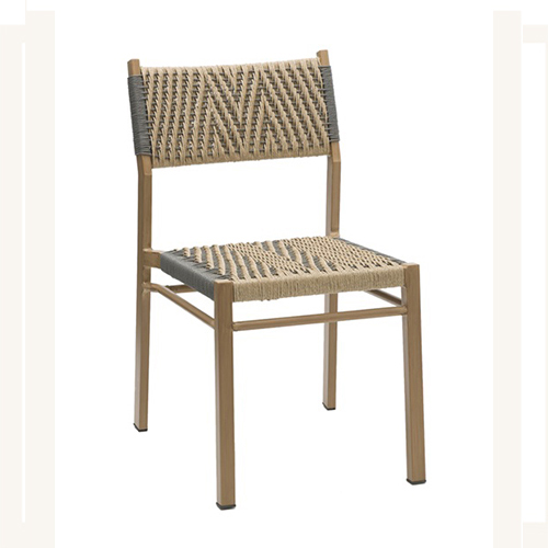 Outdoor/Indoor Aluminum Chair with Beige and Gray Terylene Woven Seat and Back