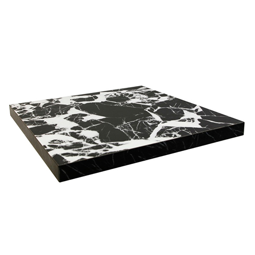 Indoor Bold White Marble Veining Black Melamine Table Top
