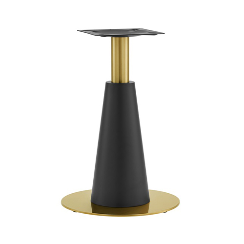 Indoor Gold and Black 20" Round Stainless Steel Tapered Pedestal Table Base