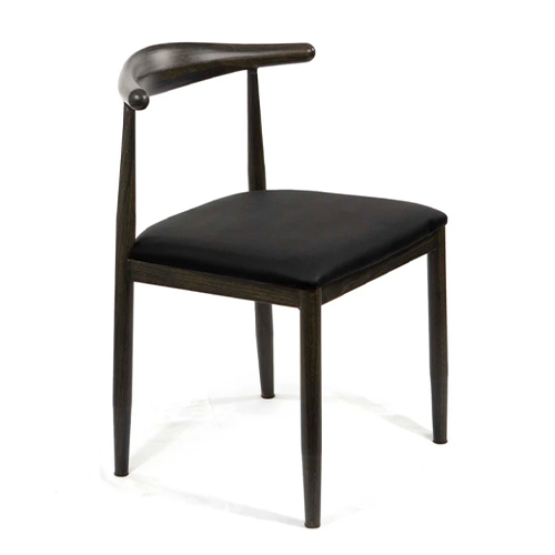 Modern Dining Chair with Ebony Finish Metal Frame and Black Faux Leather Seat