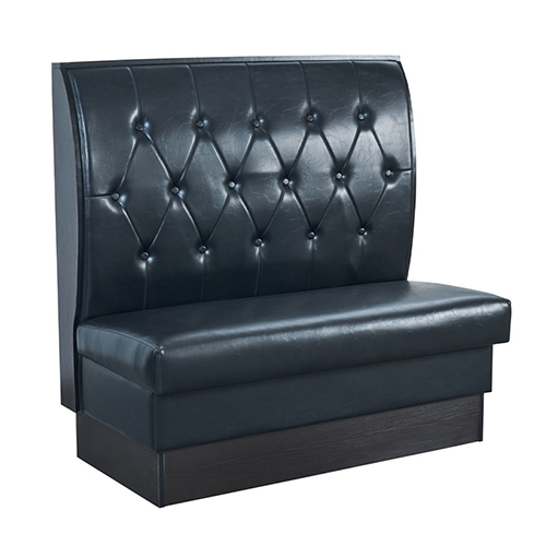 Dark Walnut Melamine Frame Booth with Button Tufted Back and Black Upholstered Seat