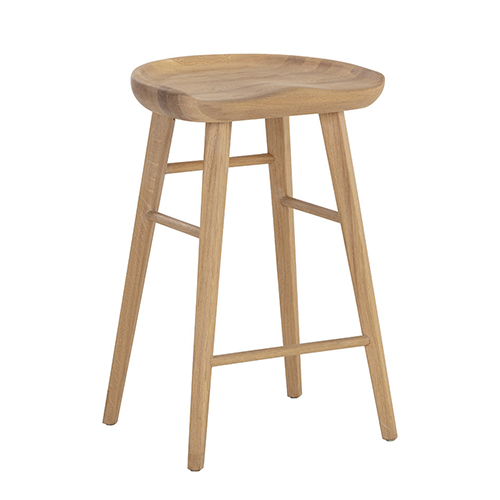 Handcrafted Solid Wood Counter Stool with Ergonomic Contoured Seat