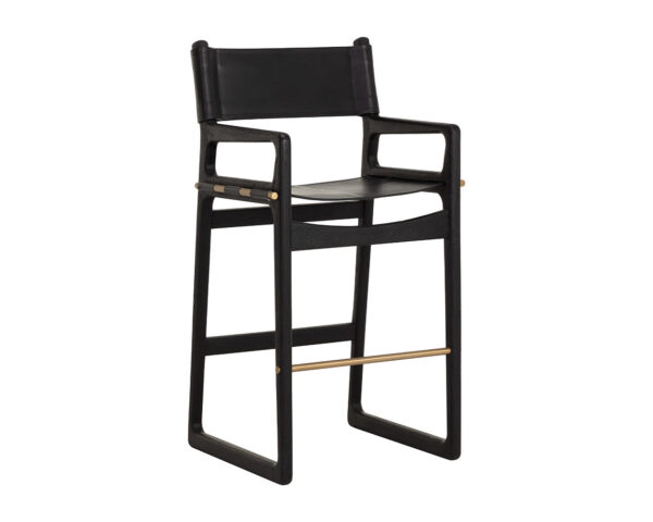 Barstool with Top Grain Leather and Solid Acacia Wood Frame