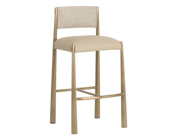 Modern Two-Tone Barstool with Antique Brass Frame