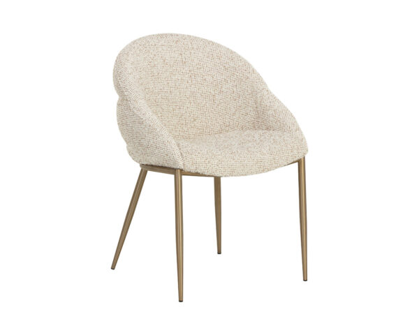 Tufted Dining Armchair, Silhouette with Upholstery and Metal Base