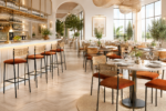 Woven Rope Back with a Plush Seat Upholstered Restaurant Chair