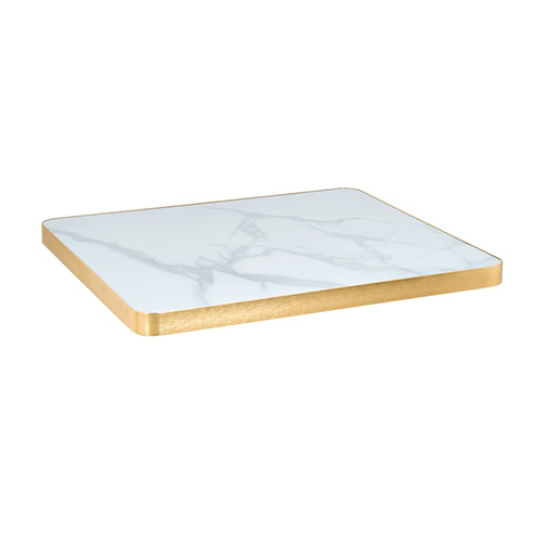 Indoor Calcutta White Sintered Stone Table Top with Gold Aluminum Edge
