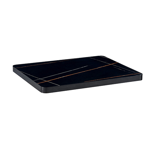 Indoor Gold and White Veining Black Sintered Stone Table Top with Aluminum Edge