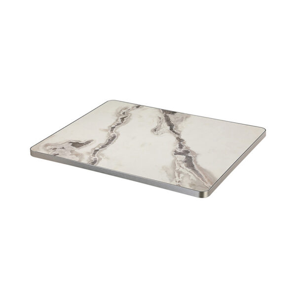 Indoor Cream White Onyx Look Sintered Stone Table Top with Silver Aluminum Edge