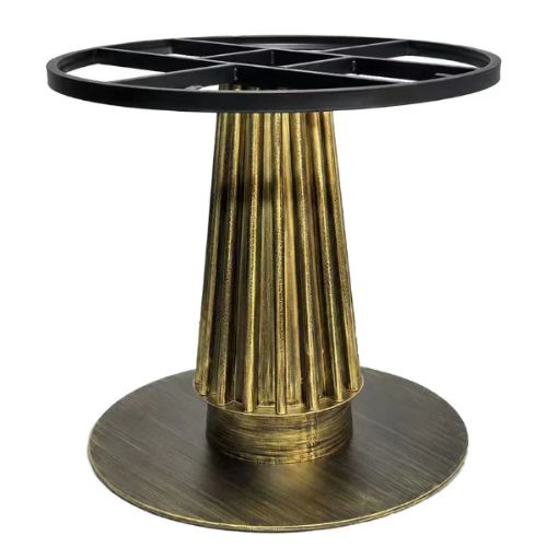 Indoor 28″ Round Indoor Restaurant Table Base with Antique Bronze Fluted Pedestal