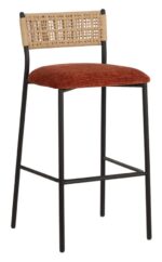woven rope back with a plush seat upholstered chair