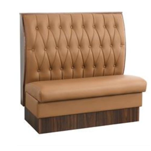 Dark Walnut Melamine Frame Booth with Button Tufted Back and Brown Upholstered Seat